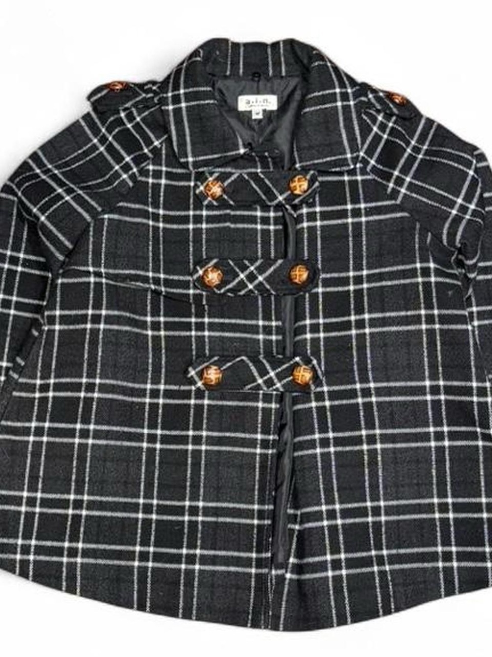 Japanese Brand A.I.N. Plaid Toggle Cropped Swing Jacket